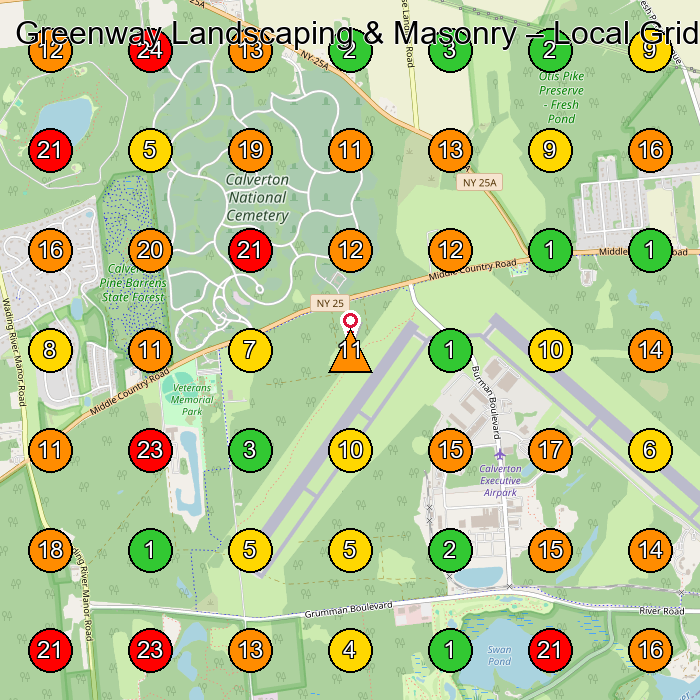 Greenway Landscaping & Masonry Masonry Contractor GeoGrid ranking map for None